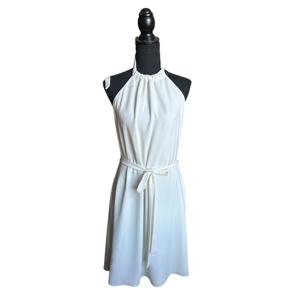 NWOT Theory Crepe Halter Dress in Ivory - Picture 2 of 8
